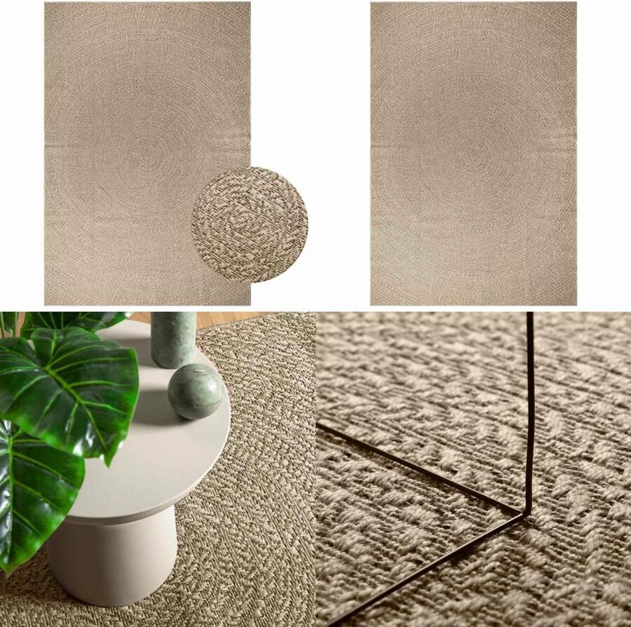 VidaXL Vloerkleed ZIZUR beige binnen en buiten 200x290 cm jute look Vloerkleed Vloerkleden Tapijt Vloerbedekking