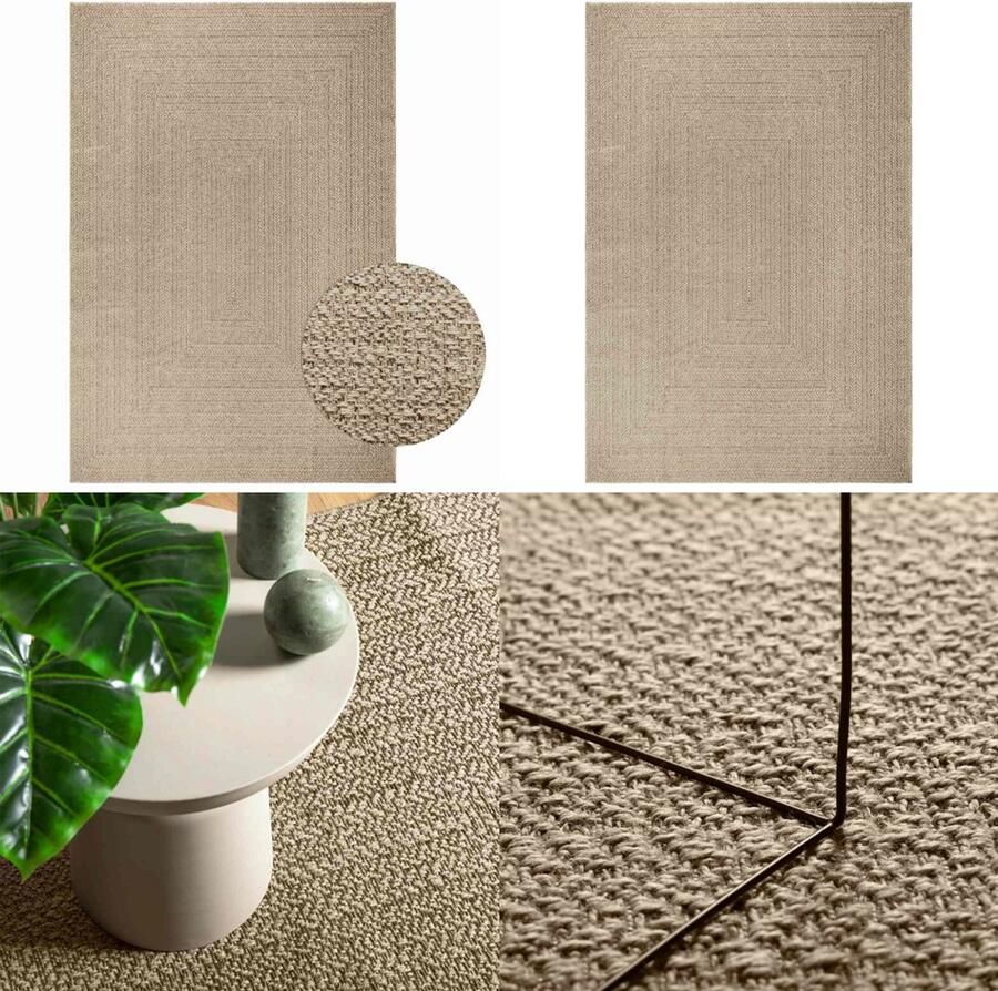 VidaXL Vloerkleed ZIZUR beige binnen en buiten 200x290 cm jute look Vloerkleed Vloerkleden Tapijt Vloerbedekking