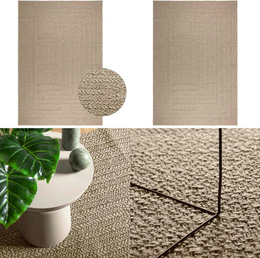VidaXL Vloerkleed ZIZUR beige binnen en buiten 240x340 cm jute look Vloerkleed Vloerkleden Tapijt Vloerbedekking