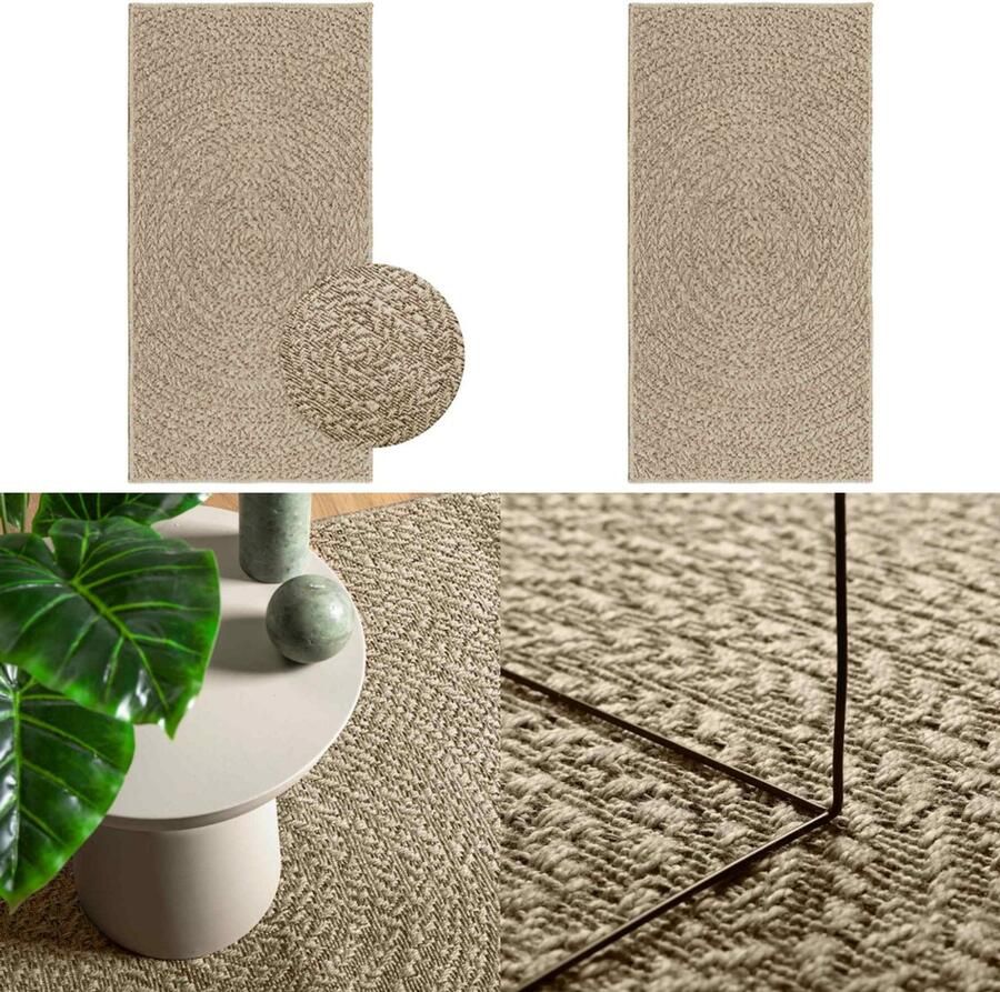 VidaXL Vloerkleed ZIZUR beige binnen en buiten 60x110 cm jute look Vloerkleed Vloerkleden Tapijt Vloerbedekking
