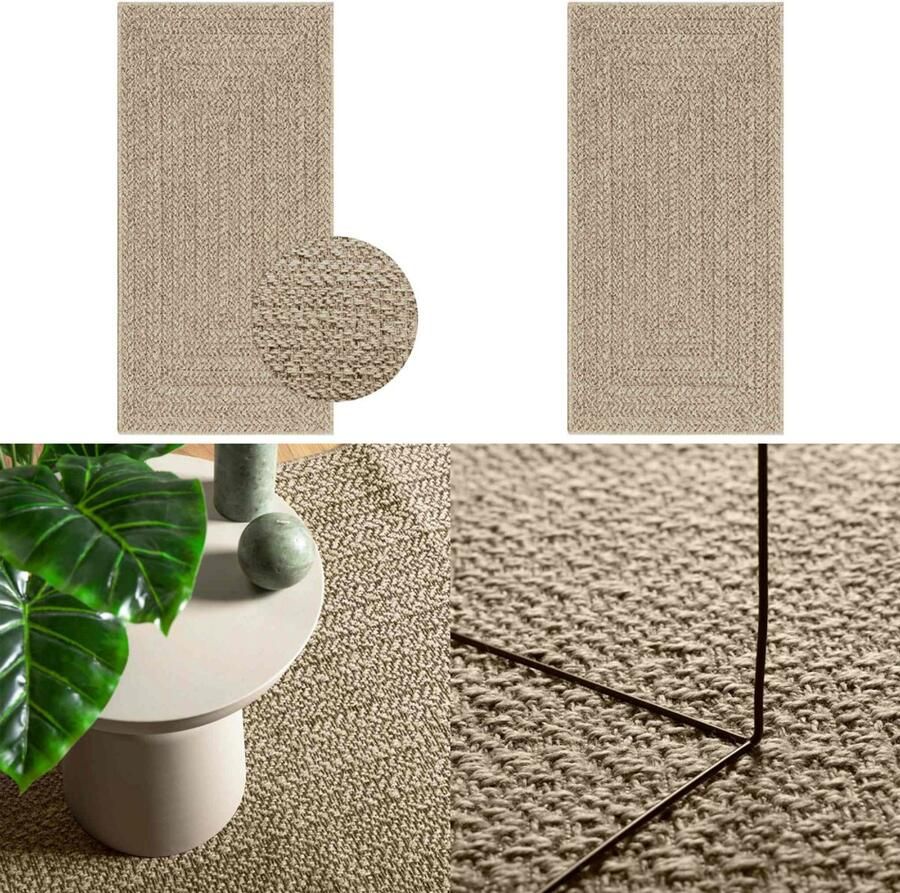 VidaXL Vloerkleed ZIZUR beige binnen en buiten 60x110 cm jute look Vloerkleed Vloerkleden Tapijt Vloerbedekking