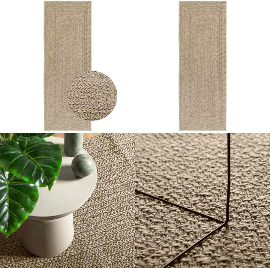 VidaXL Vloerkleed ZIZUR beige binnen en buiten 80x200 cm jute look Vloerkleed Vloerkleden Tapijt Vloerbedekking
