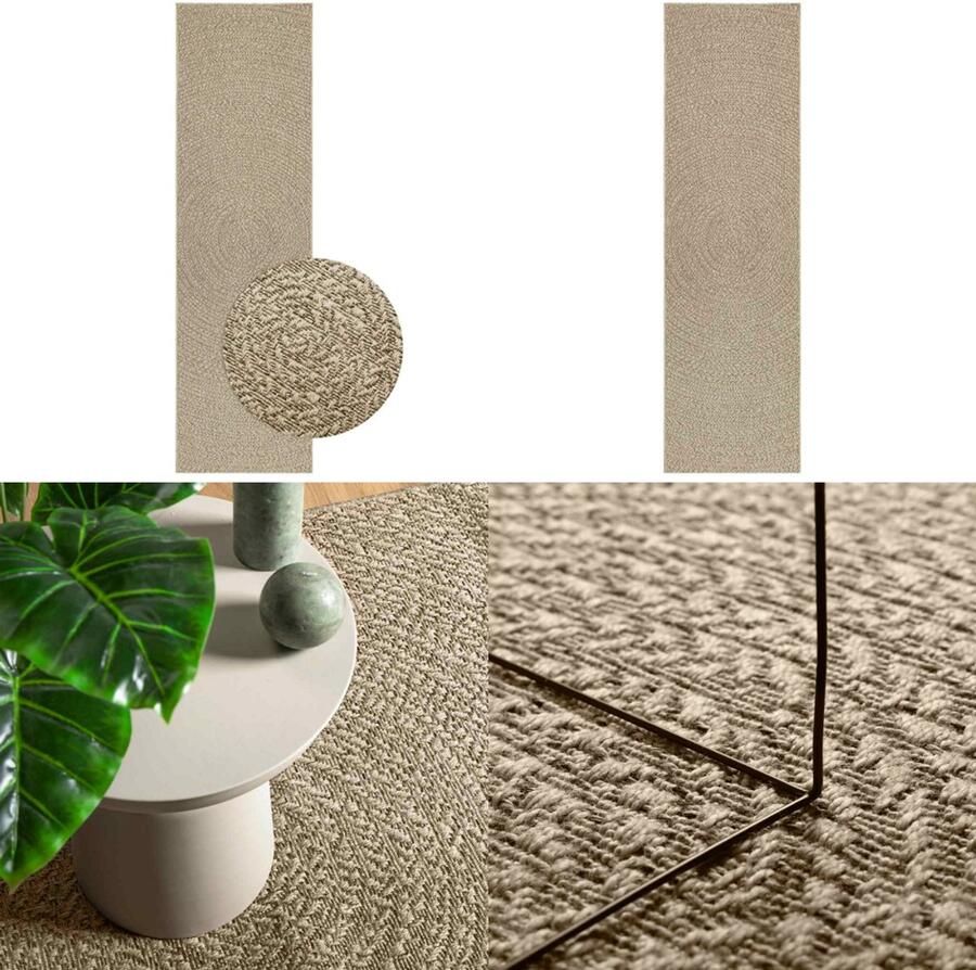 VidaXL Vloerkleed ZIZUR beige binnen en buiten 80x250 cm jute look Vloerkleed Vloerkleden Tapijt Vloerbedekking