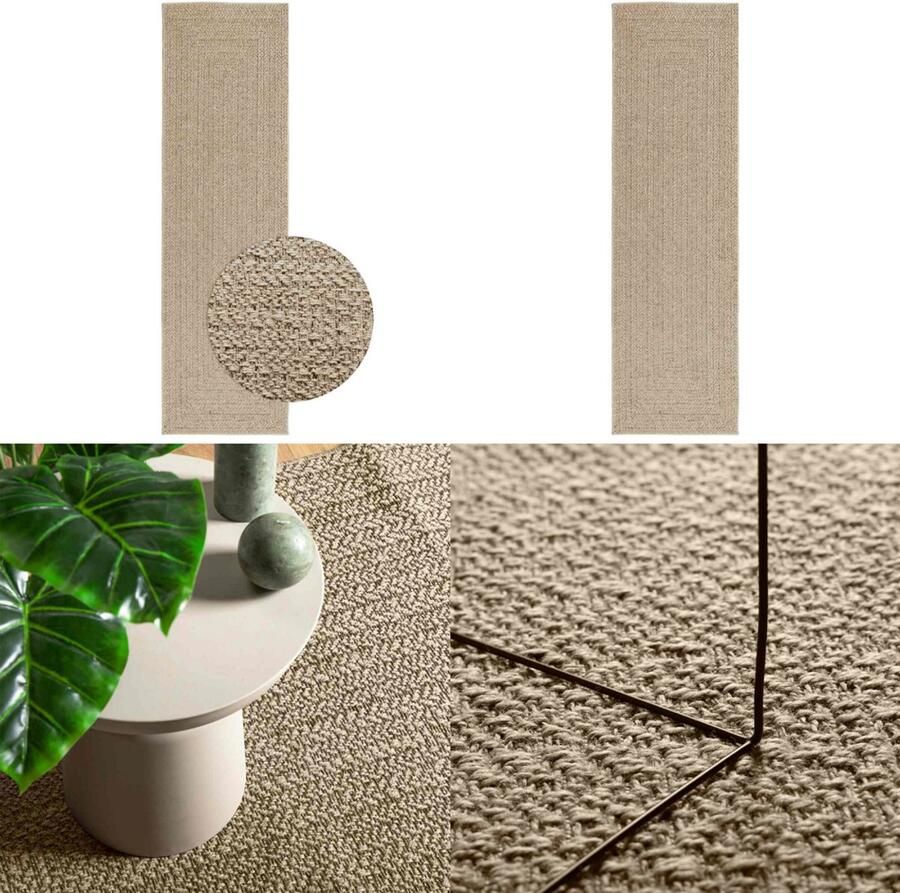 VidaXL Vloerkleed ZIZUR beige binnen en buiten 80x250 cm jute look Vloerkleed Vloerkleden Tapijt Vloerbedekking