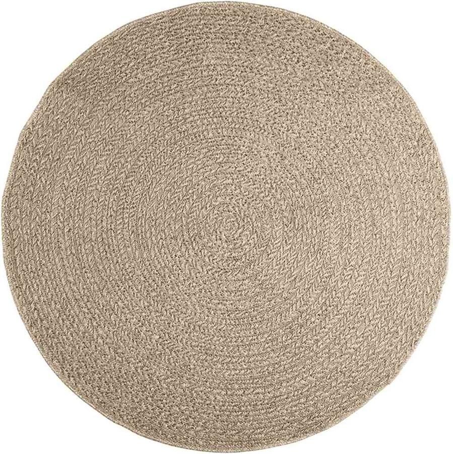 VidaXL Vloerkleed ZIZUR Beige Rond 160 cm Vloerkleed Tuintapijt Terras Tapijt Balkon Tapijt Jute Look