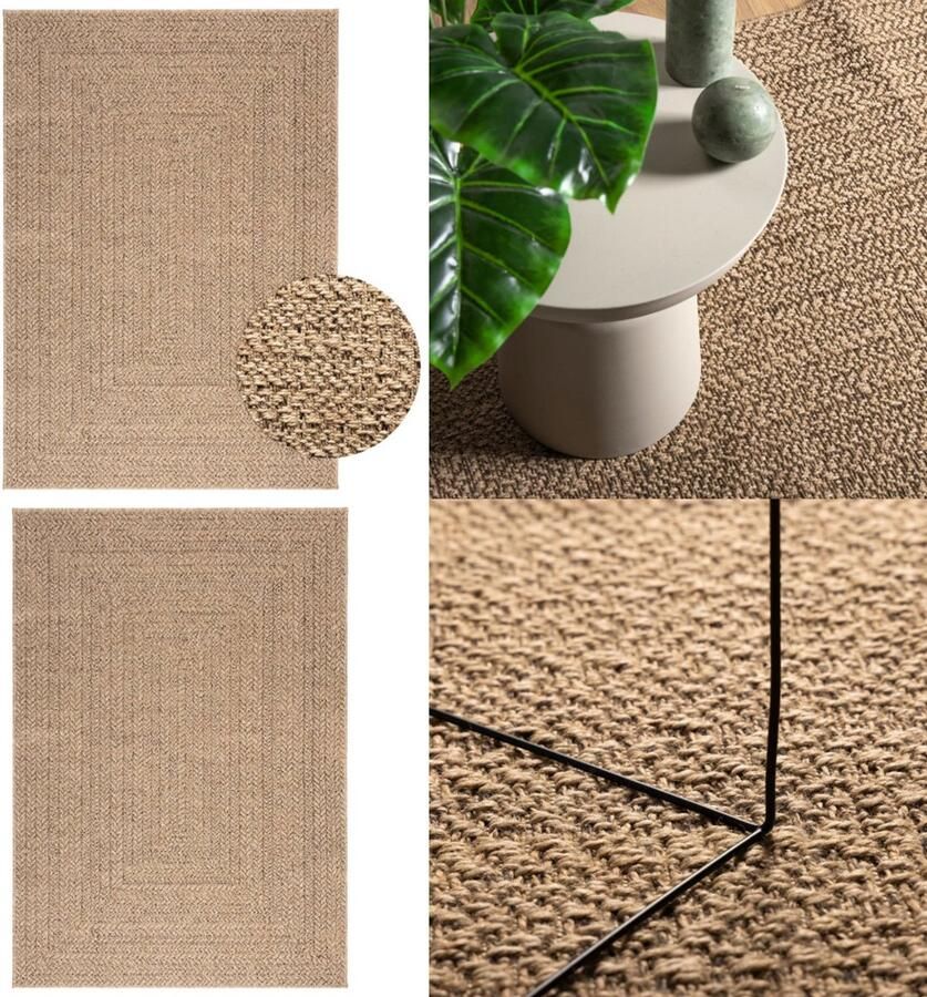 VidaXL Vloerkleed ZIZUR binnen en buiten 120x170 cm jute look Vloerkleed Vloerkleden Tapijt Vloerbedekking