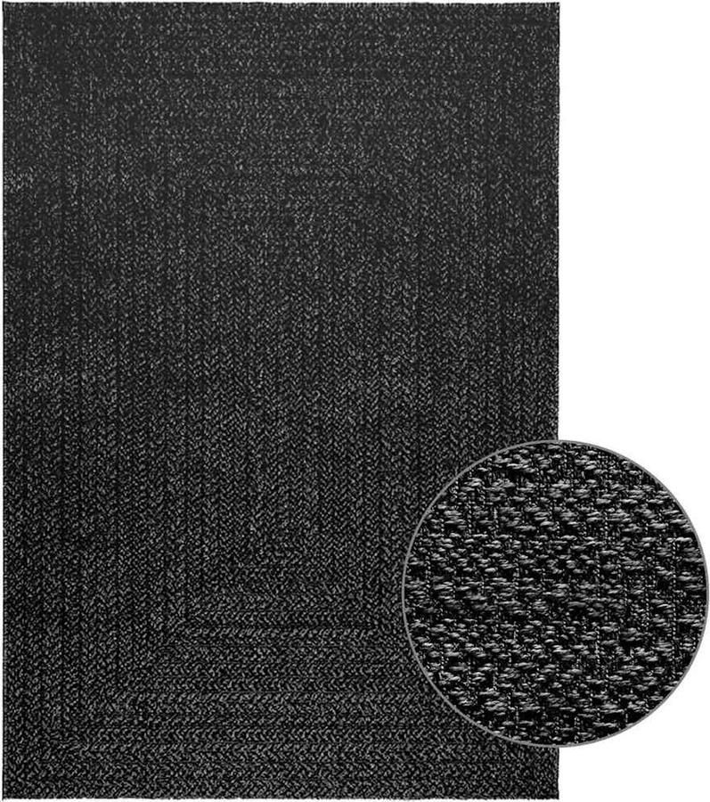 The Living Store Vloerkleed ZIZUR binnen en buiten 120x170cm jute look antraciet Vloerkleed Outdoor Tapijten Tuintapijt Antieke Vloerkleden Juten Vloerkleed - Foto 3