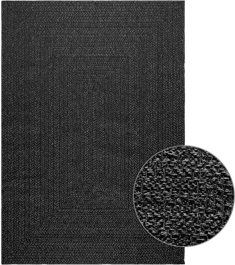 VidaXL Vloerkleed ZIZUR binnen en buiten 140x200cm jute look antraciet