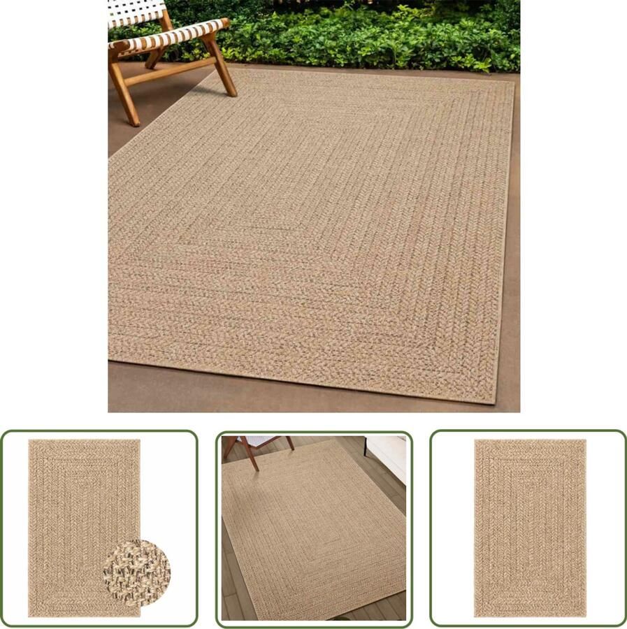 The Living Store Vloerkleed ZIZUR binnen en buiten 240x340 cm jute look Vloerkleed Bruin Outdoor Tapijten Juten Look Patio Dekbed Terras Tapijt - Foto 2