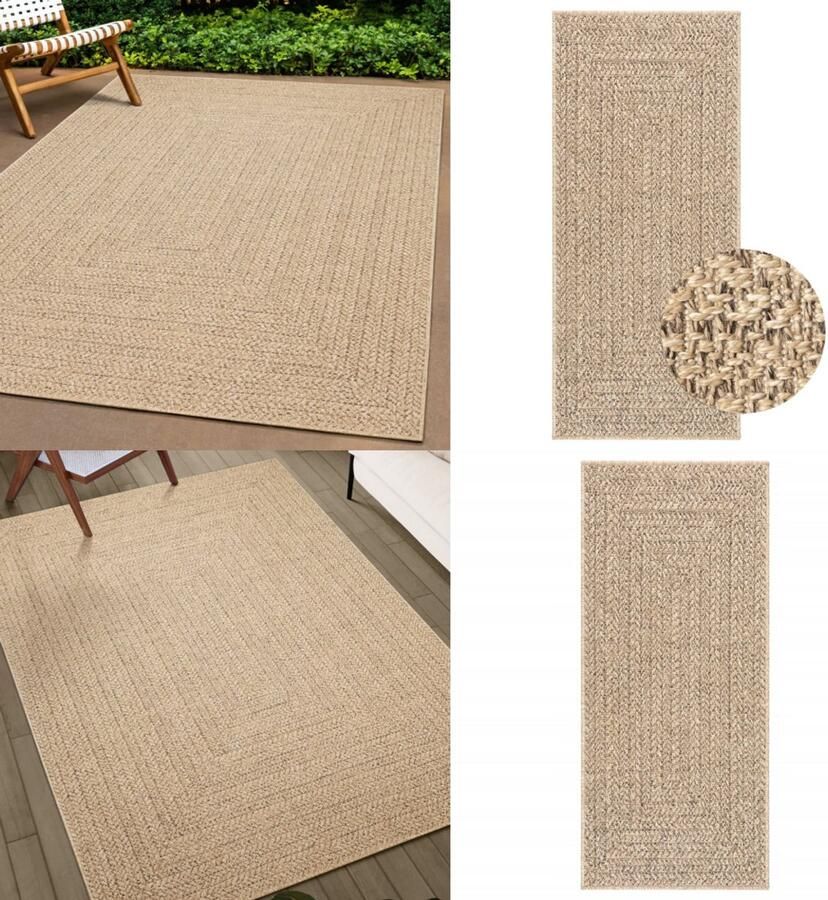 VidaXL Vloerkleed ZIZUR binnen en buiten 80x200 cm jute look Vloerkleed Vloerkleden Tapijt Vloerbedekking