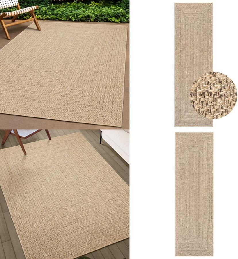 VidaXL Vloerkleed ZIZUR binnen en buiten 80x250 cm jute look Vloerkleed Vloerkleden Tapijt Vloerbedekking