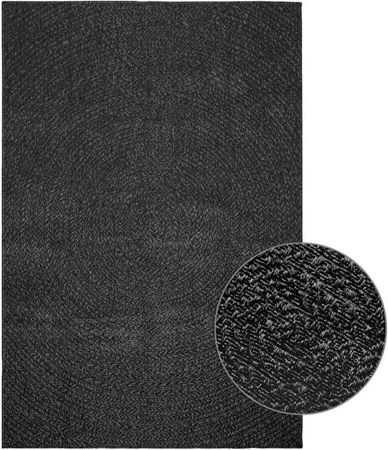 VidaXL Vloerkleed ZIZUR Jute Look 140x200cm Antraciet Vloerkleed Outdoor Tapijten Terras Tapijt Balkon Tapijt Juten Vloerkleed - Foto 2