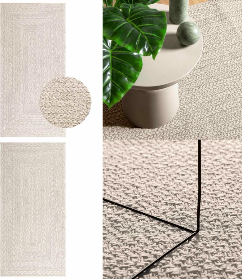 VidaXL Vloerkleed ZIZUR room binnen en buiten 100x200 cm jute look Vloerkleed Vloerkleden Tapijt Vloerbedekking