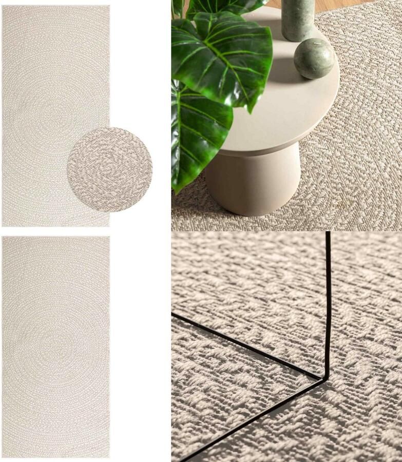 VidaXL Vloerkleed ZIZUR room binnen en buiten 100x200 cm jute look Vloerkleed Vloerkleden Tapijt Vloerbedekking