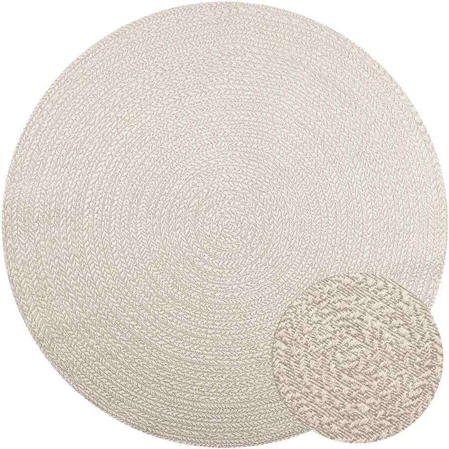 VidaXL Vloerkleed ZIZUR Rond 200 cm Jute-look Vloerkleed Tuintapijt Terras Tapijt Balkon Tapijt Outdoor Tapijt