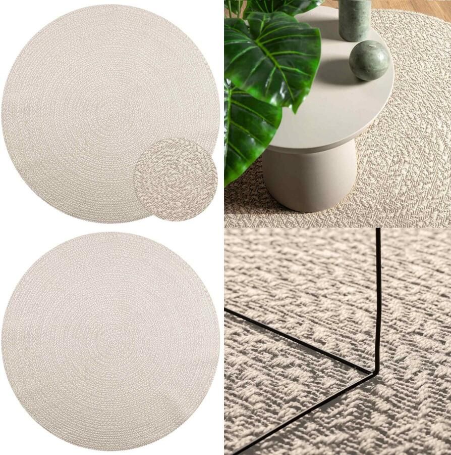 VidaXL Vloerkleed ZIZUR room binnen en buiten Ø 200 cm jute look Vloerkleed Vloerkleden Tapijt Vloerbedekking