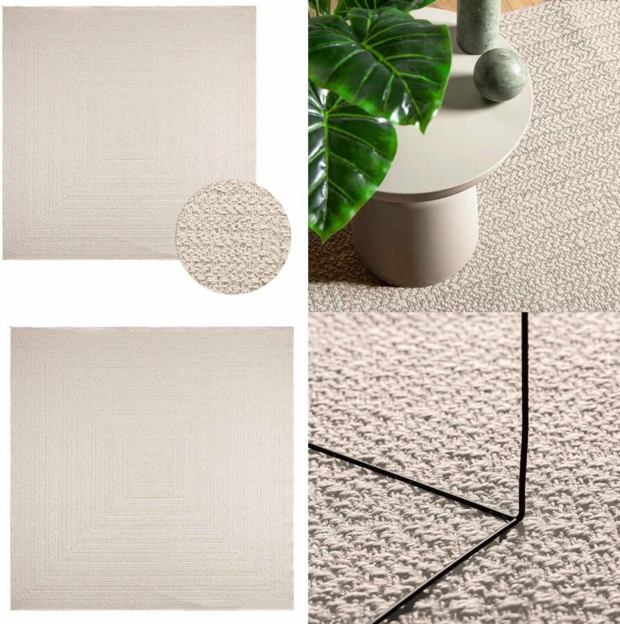 VidaXL Vloerkleed ZIZUR room binnen en buiten 240x240 cm jute look Vloerkleed Vloerkleden Tapijt Vloerbedekking