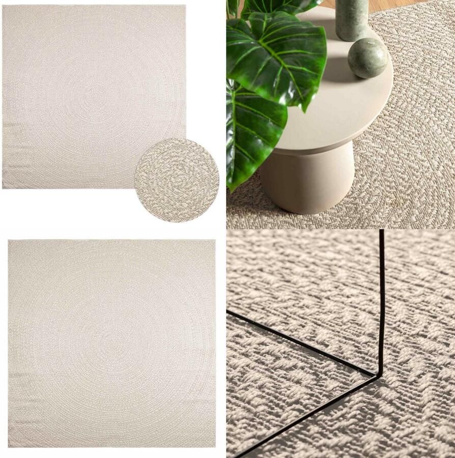 VidaXL Vloerkleed ZIZUR room binnen en buiten 240x240 cm jute look Vloerkleed Vloerkleden Tapijt Vloerbedekking