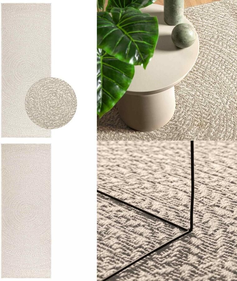 VidaXL Vloerkleed ZIZUR room binnen en buiten 80x200 cm jute look Vloerkleed Vloerkleden Tapijt Vloerbedekking