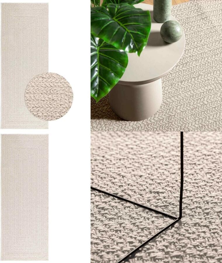 VidaXL Vloerkleed ZIZUR room binnen en buiten 80x200 cm jute look Vloerkleed Vloerkleden Tapijt Vloerbedekking