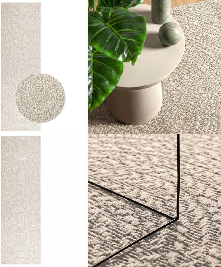 VidaXL Vloerkleed ZIZUR room binnen en buiten 80x250 cm jute look Vloerkleed Vloerkleden Tapijt Vloerbedekking