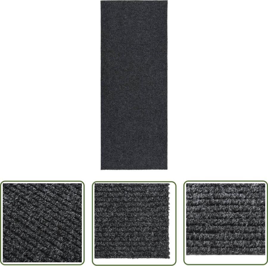 The Living Store Tapijtloper Naaldvilt 100 x 250 cm Antraciet Geluiddempend Tapijtroeper Vloermat Droge Loopmat Antraciet Modern