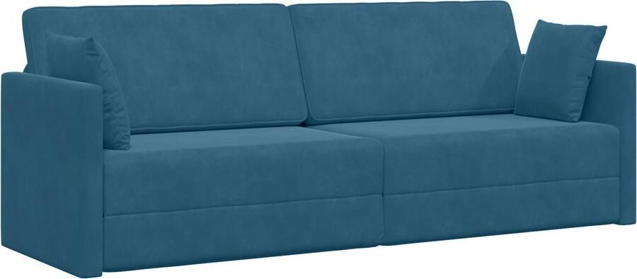 VidaXL Vloer Slaapbank 2-in-1 Blauw 213x144x60 cm Velours