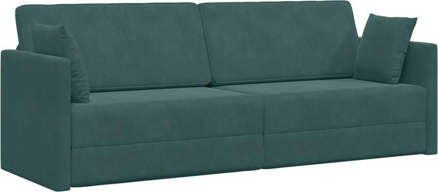 VidaXL Vloer Slaapbank 2-in-1 Donkergroen 213x144x60 cm Velvet