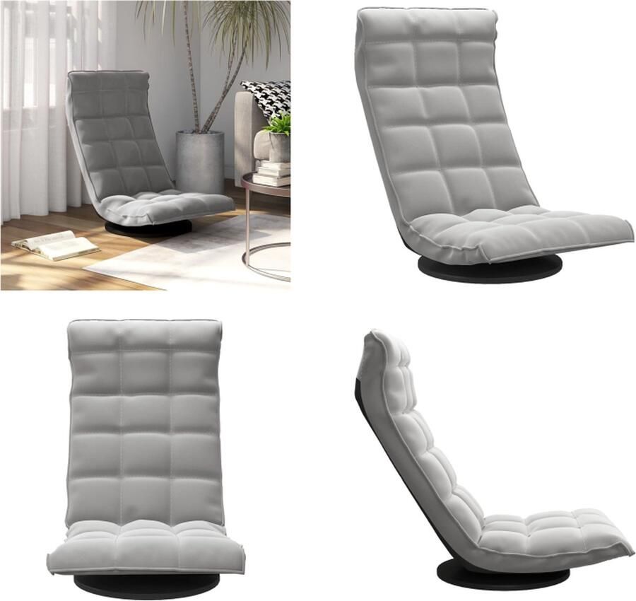 VidaXL Vloerstoel draaibaar fluweel lichtgrijs Vloerstoel Vloerstoelen Vloerlounger Vloerloungers Grondstoel