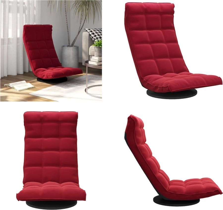 VidaXL Vloerstoel draaibaar fluweel wijnrood Vloerstoel Vloerstoelen Vloerlounger Vloerloungers Grondstoel