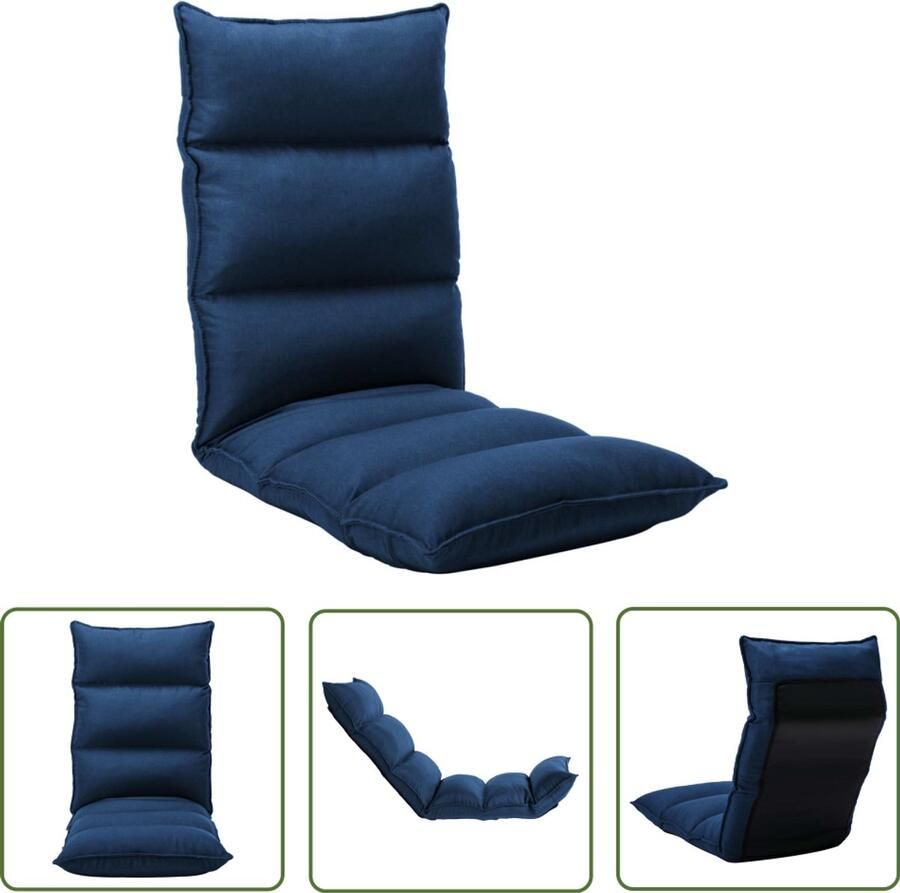 VidaXL Vloerstoel Inklapbaar Blauw Comfortabel & Stijlvol Vloerstoel Lounge Chair Vouwstoel Terrasstoel Tuinstoel Relaxfauteuil Comfortabele Stoel Blauwe Stoel