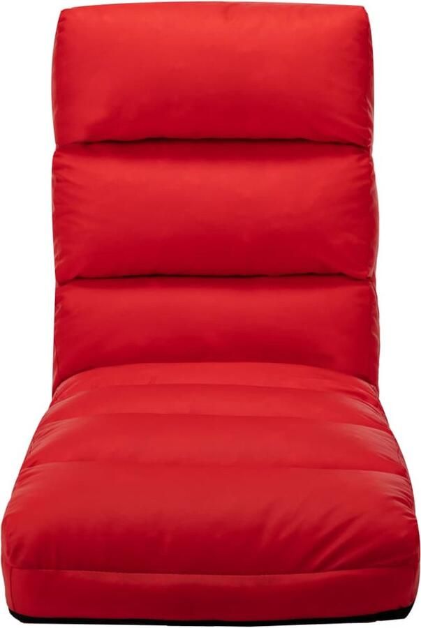 VidaXL Vloerstoel Inklapbaar Kunstleer Rood Vloerstoel Lounge Stoel Lounge Bed Vouwstoel Tuinstoel Terrasstoel Relaxfauteuil Zitbank Opvouwbare Stoel Outdoor Meubilair Kunstleder