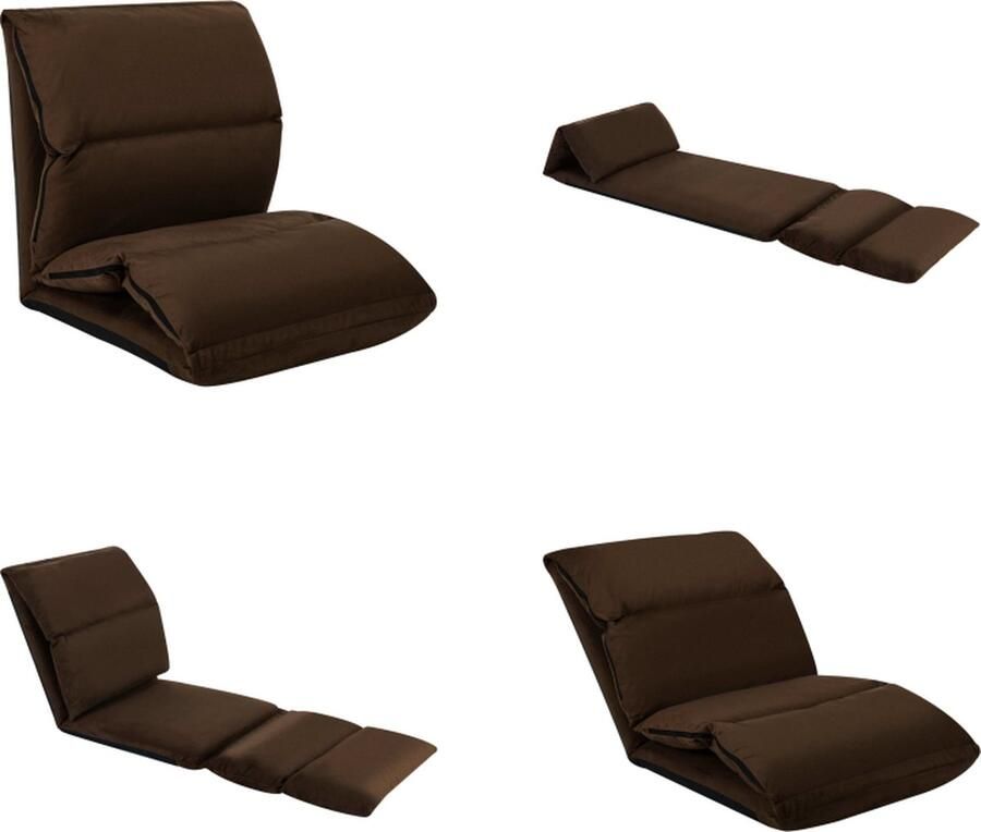 VidaXL Vloerstoel inklapbaar microvezel bruin Vloerstoel Vloerstoelen Vloerlounger Vloerloungers Grondstoel