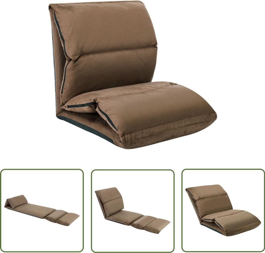 VidaXL Vloerstoel Inklapbaar Microvezel Taupe Vloerstoel Lounge Stoel Vouwstoel Microfiber Bank Zitbank Relaxfauteuil Tuinmeubilair Buitentijd Meubels Terras Meubel