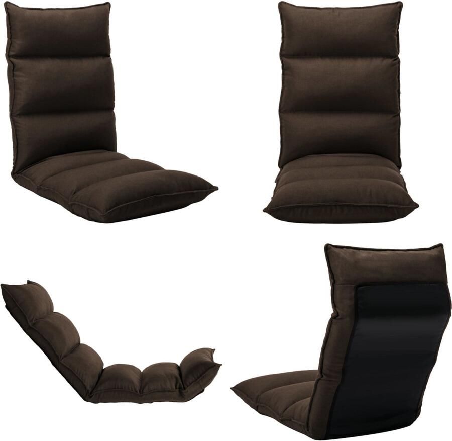VidaXL Vloerstoel inklapbaar stof bruin Vloerstoel Vloerstoelen Vloerlounger Vloerloungers Grondstoel