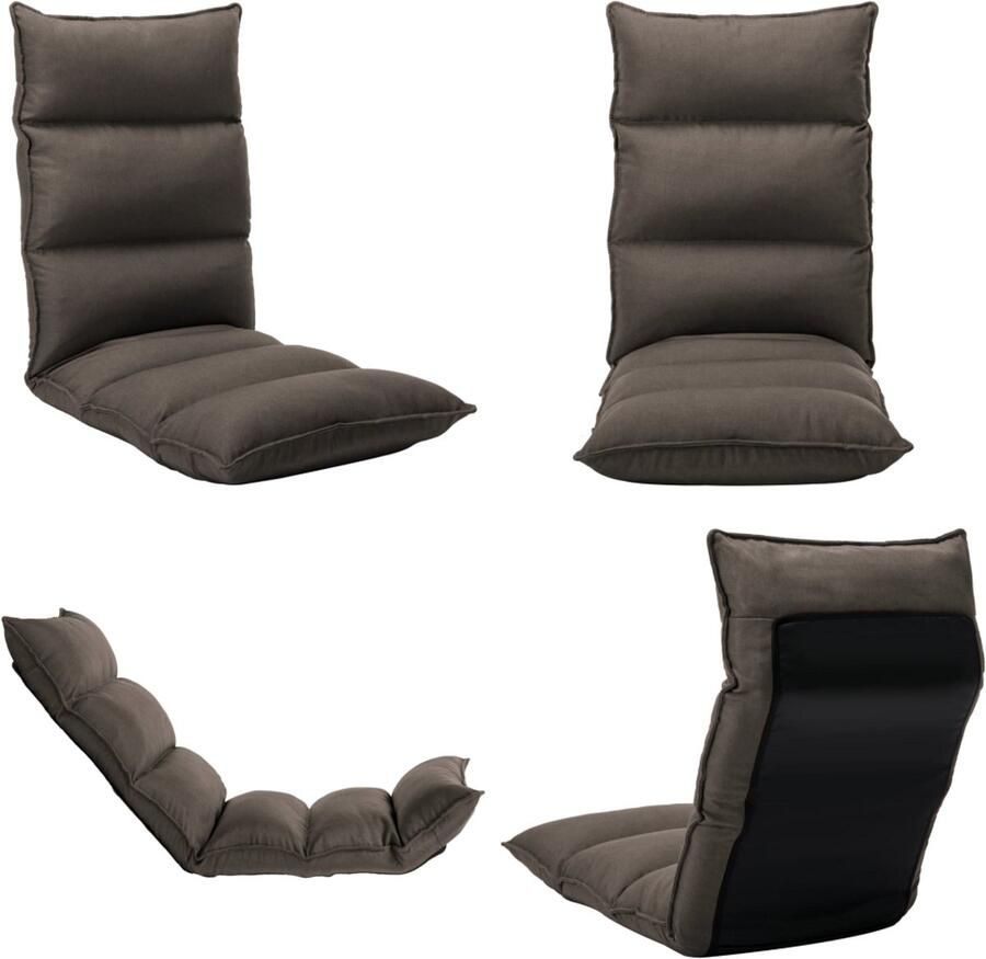 VidaXL Vloerstoel inklapbaar stof taupe Vloerstoel Vloerstoelen Vloerlounger Vloerloungers Grondstoel