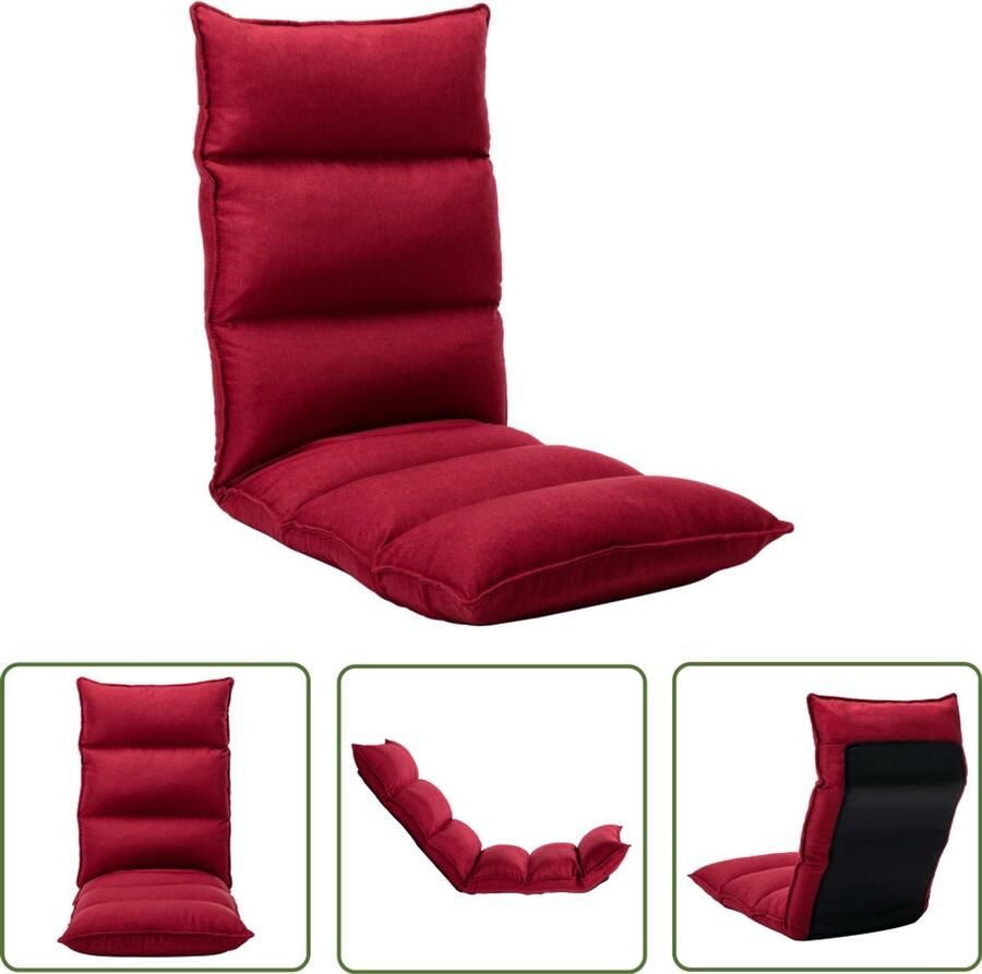 VidaXL Vloerstoel Inklapbaar Wijnrood Comfortabel Vloerstoel Lounge Chair Zachte Stoel Vouwstoel Terrasstoel Tuinstoel Relaxfauteuil