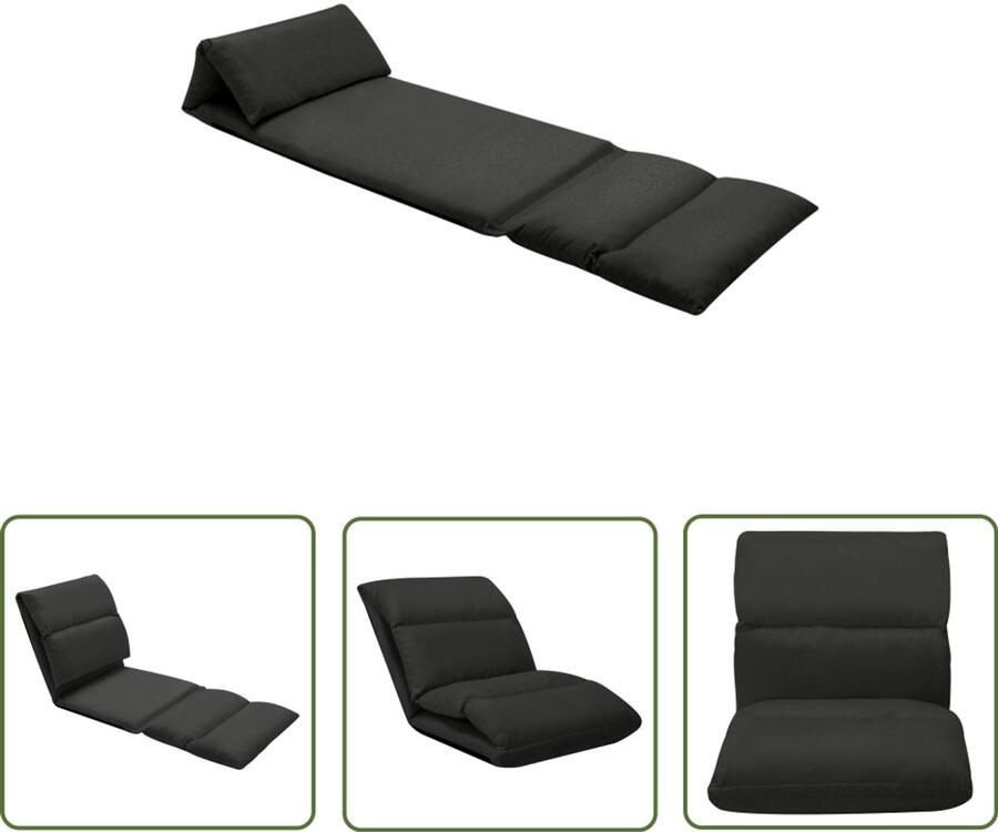 VidaXL Vloerstoel Inklapbaar Zwart Microvezel Vloerstoel Lounge Chair Relaxfauteuil Vouwen Stoel Zwarte Fauteuil Design Meubels Moderne Stoel