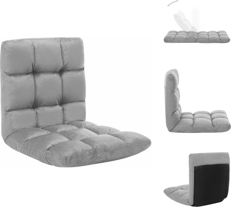 VidaXL Vloerstoel Vloerstoelen Vloerlounger Vloerloungers Grondstoel Vloerstoel inklapbaar microvezel lichtgrijs