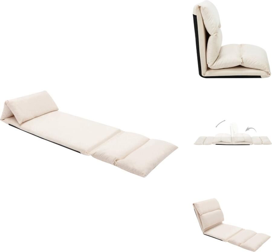 VidaXL Vloerstoel Vloerstoelen Vloerlounger Vloerloungers Grondstoel Vloerstoel inklapbaar microvezel crème