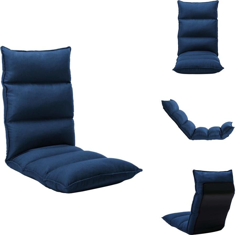 VidaXL Vloerstoel Vloerstoelen Vloerlounger Vloerloungers Grondstoel Vloerstoel inklapbaar stof blauw