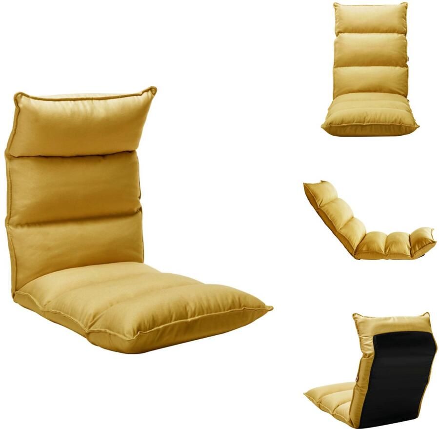 VidaXL Vloerstoel Vloerstoelen Vloerlounger Vloerloungers Grondstoel Vloerstoel inklapbaar stof mosterdgeel