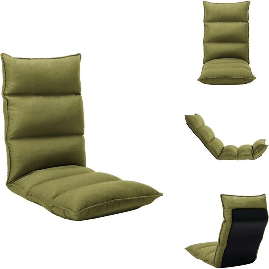 VidaXL Vloerstoel Vloerstoelen Vloerlounger Vloerloungers Grondstoel Vloerstoel inklapbaar stof groen