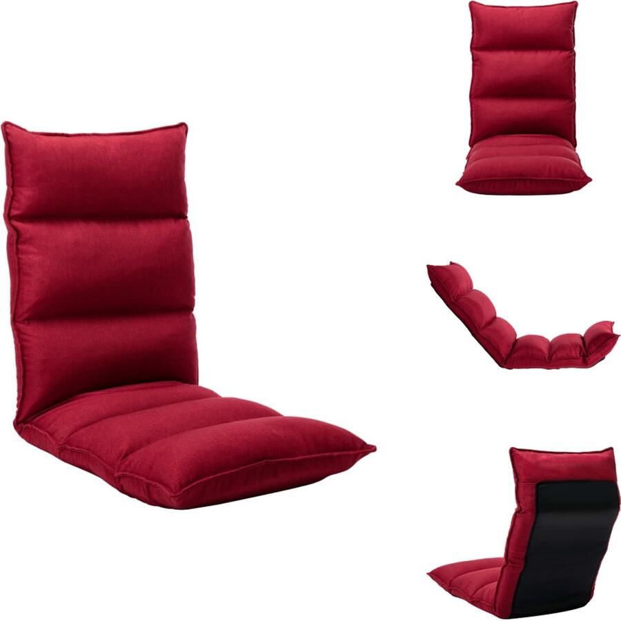 VidaXL Vloerstoel Vloerstoelen Vloerlounger Vloerloungers Grondstoel Vloerstoel inklapbaar stof wijnrood
