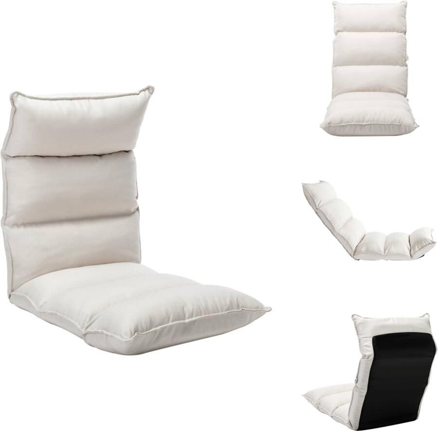 VidaXL Vloerstoel Vloerstoelen Vloerlounger Vloerloungers Grondstoel Vloerstoel inklapbaar stof crème