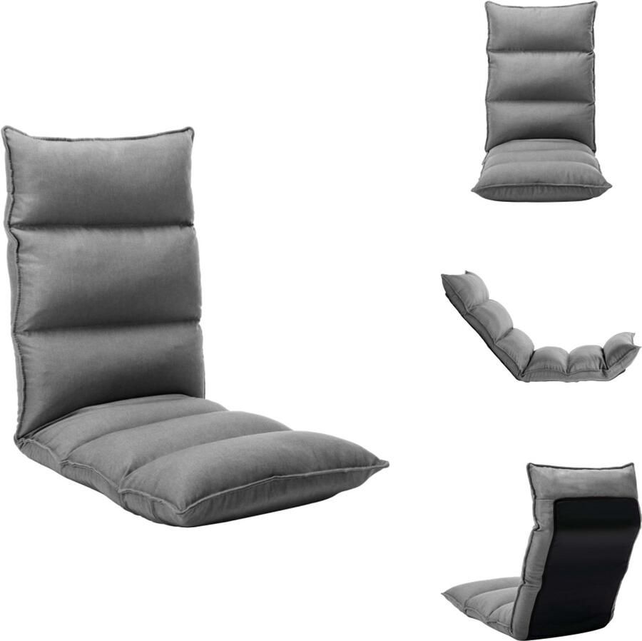 VidaXL Vloerstoel Vloerstoelen Vloerlounger Vloerloungers Grondstoel Vloerstoel inklapbaar stof lichtgrijs
