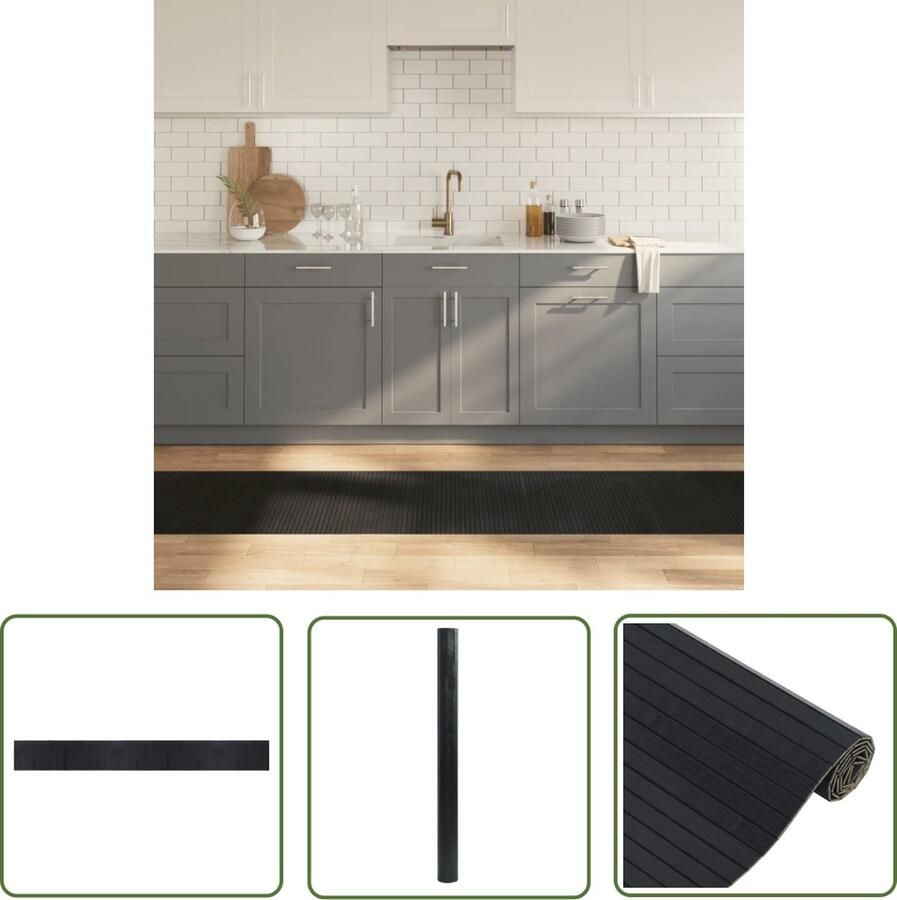 The Living Store Bamboe Vloerkleed 60 x 500 cm Duurzaam Anti-slip Bamboetapijt Vloertapijt Vloerkleden Modern Tapijt Anti Slip Tapijt