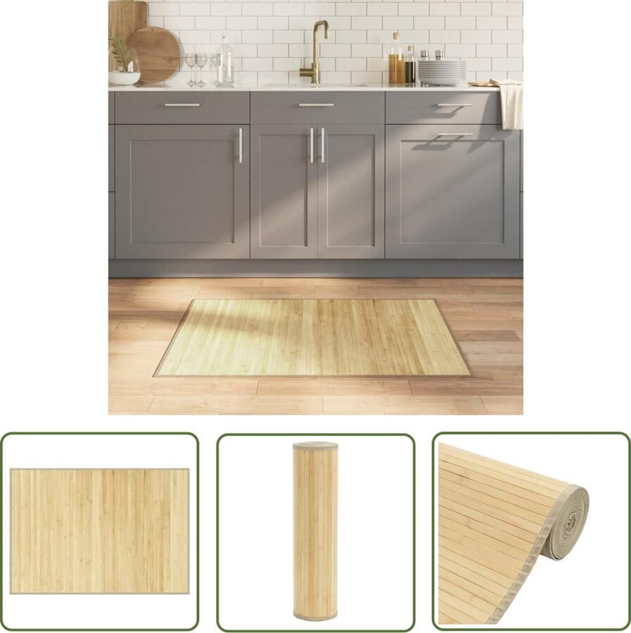 The Living Store Vloerkleed rechthoekig 70x100 cm bamboe lichtnaturel Bamboetapijt Vloertapijt Kamertapijt Livingroom Decor Slaapkamerdecor