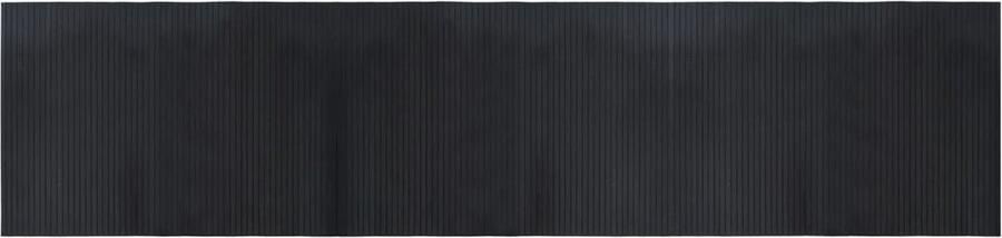 The Living Store Vloerkleed rechthoekig 70x300 cm bamboe zwart Bamboetapijt Vloertapijt Modern Tapijt Zwarte Tapijt Anti Slip Tapijt