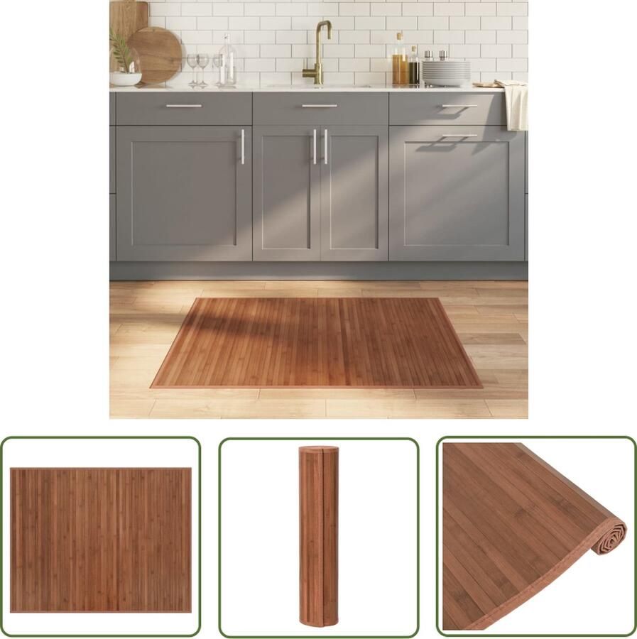 The Living Store Bamboe Tapijt 80 x 100 cm Duurzaam en waterbestendig Bamboetapijt Vloertapijt Woonaccessoire Kamerdecoratie Interieurstyling